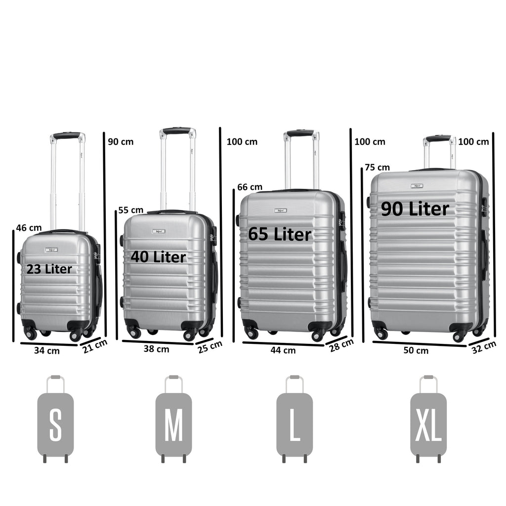 Valises rayées, lot de 4, valises de voyage en ABS, avec serrure à combinaison