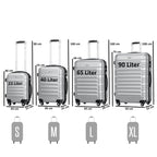 "Striped" suitcases, set of 4, ABS travel suitcases, with combination lock