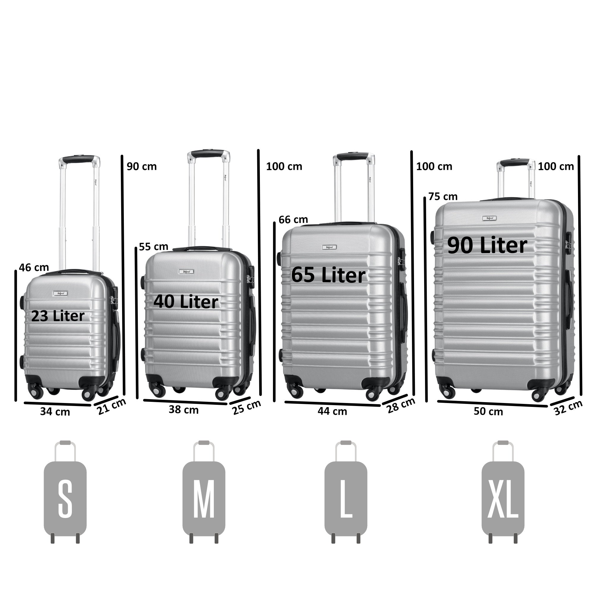 Valises rayées, lot de 4, valises de voyage en ABS, avec serrure à combinaison