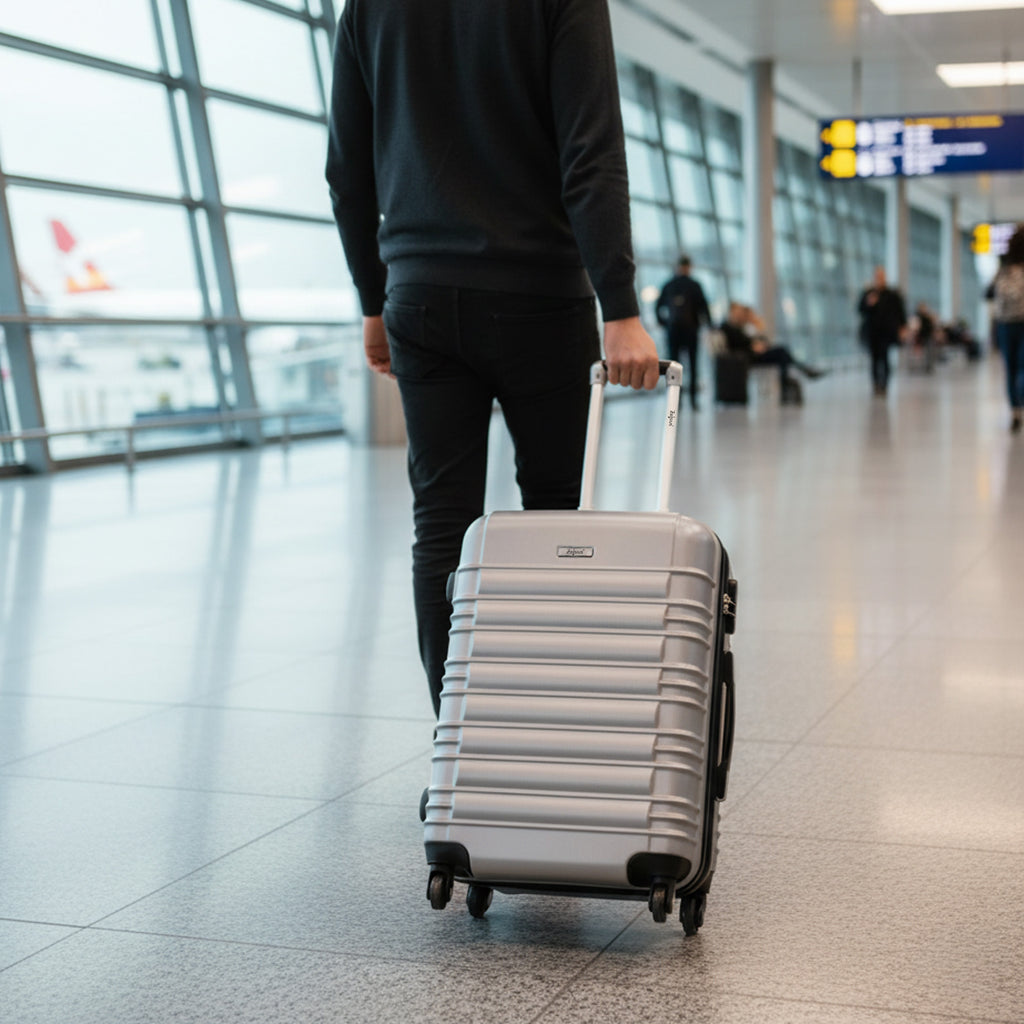 Valises rayées, lot de 4, valises de voyage en ABS, avec serrure à combinaison