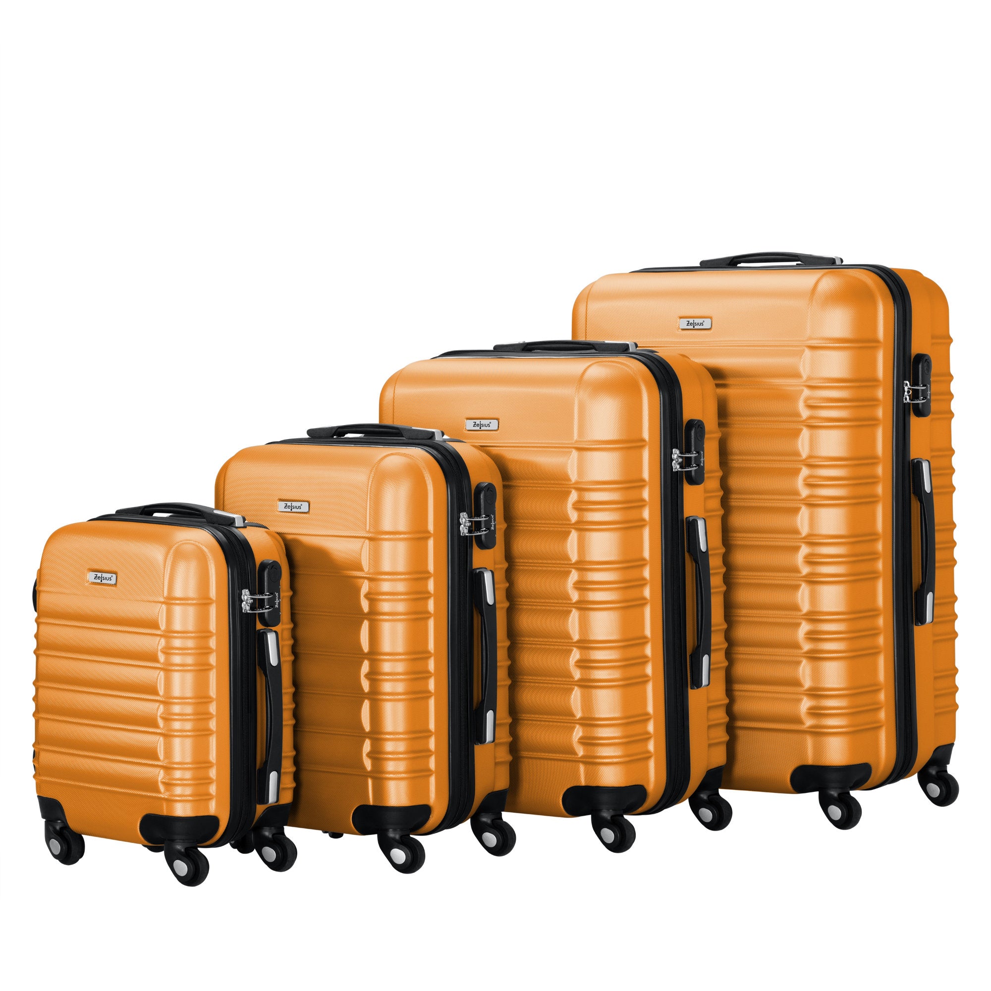 Valises rayées, lot de 4, valises de voyage en ABS, avec serrure à combinaison