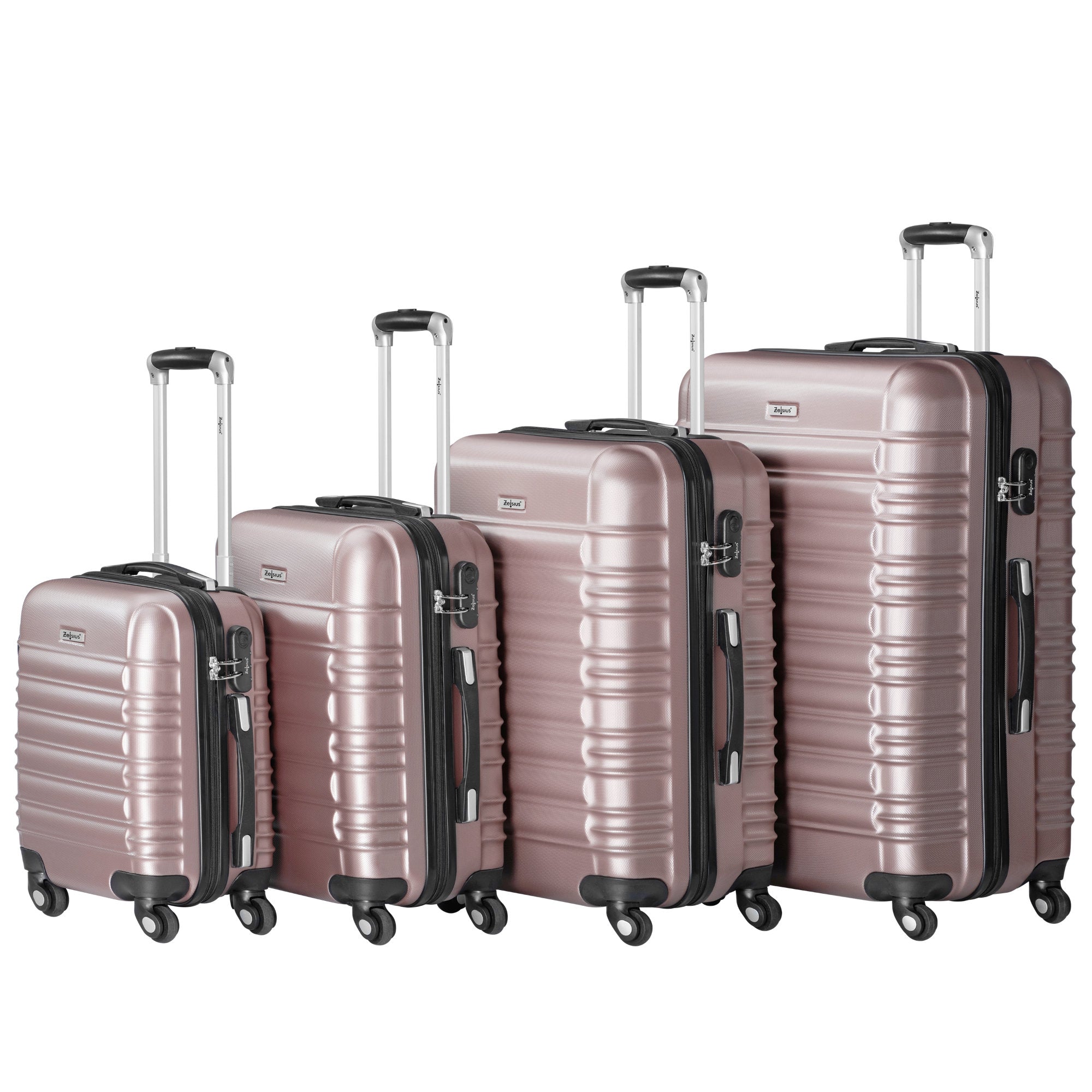 "Striped" suitcases, set of 4, ABS travel suitcases, with combination lock