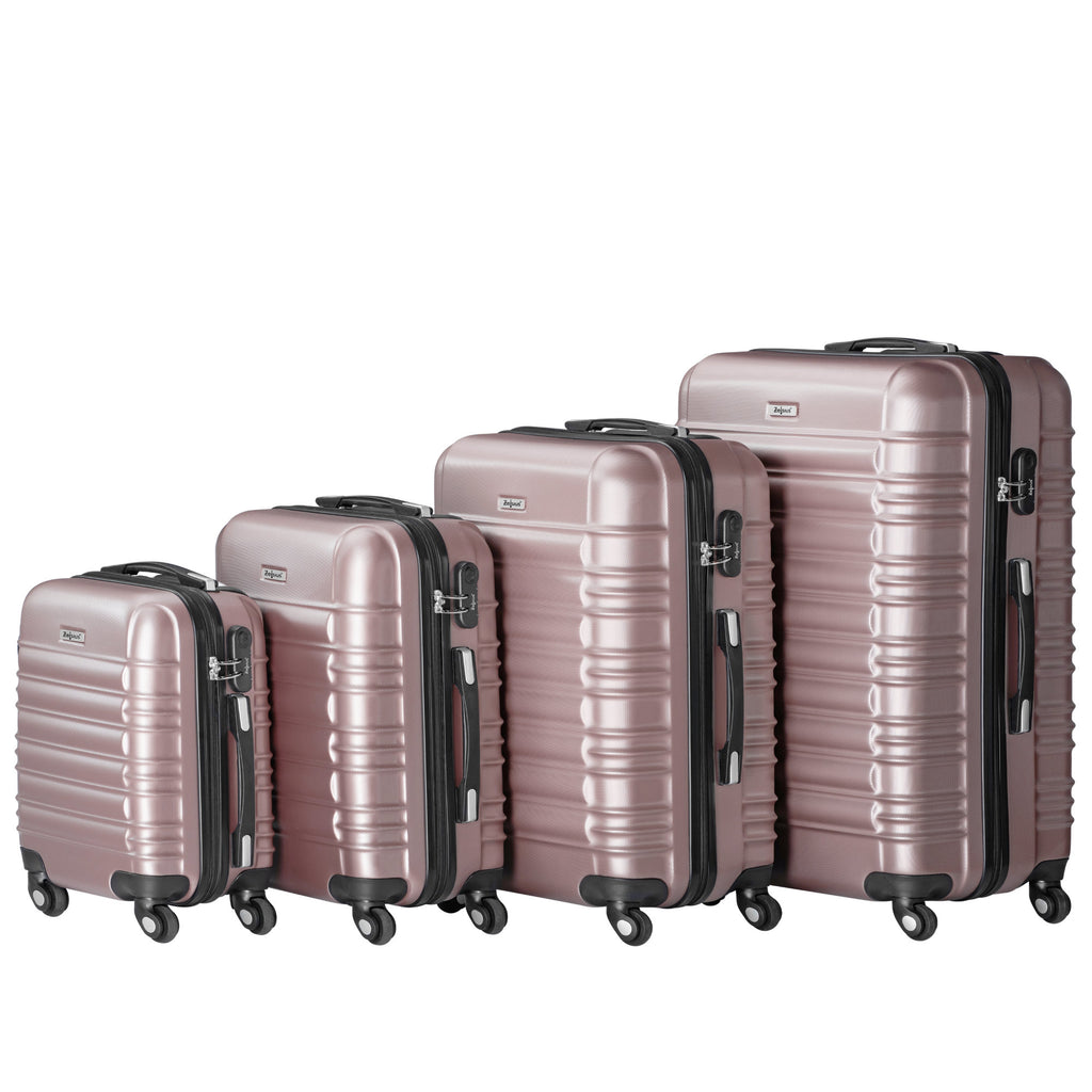 Valises rayées, lot de 4, valises de voyage en ABS, avec serrure à combinaison