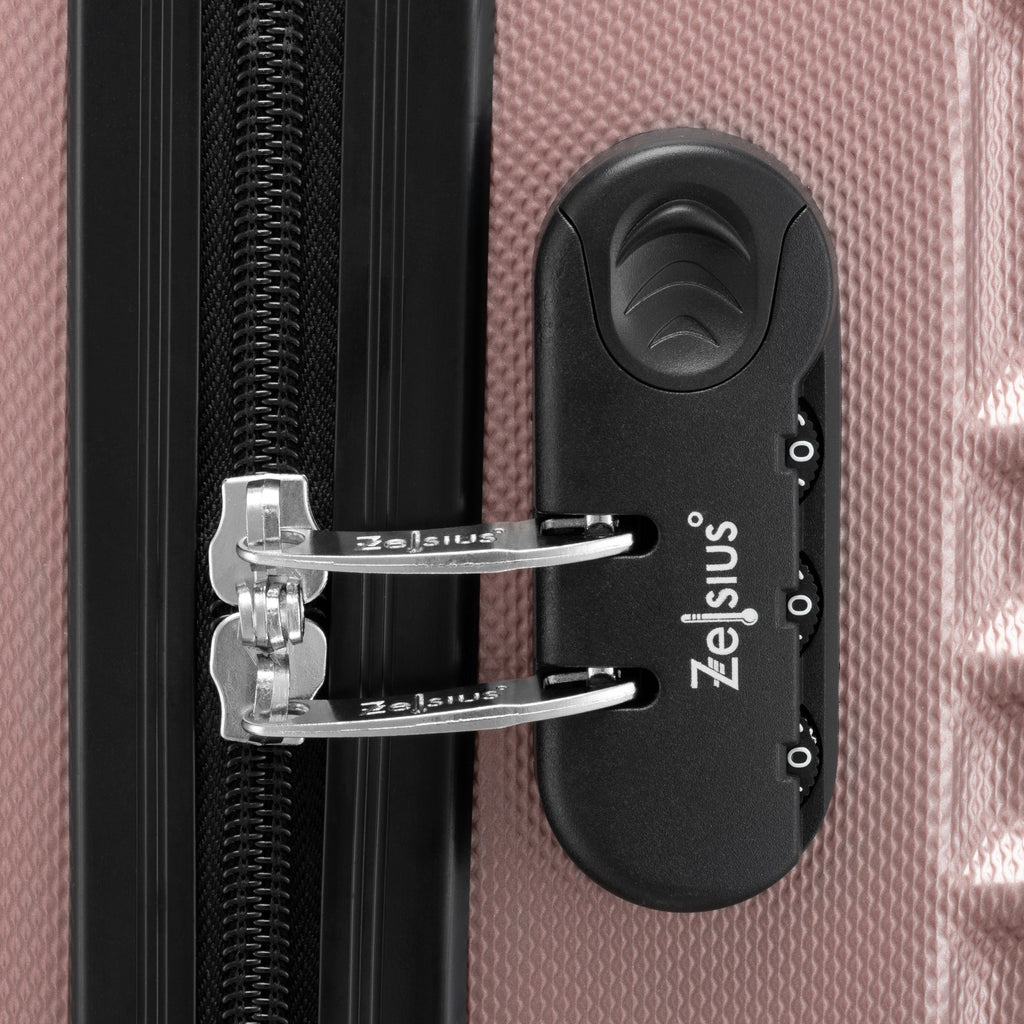 Valises rayées, lot de 4, valises de voyage en ABS, avec serrure à combinaison