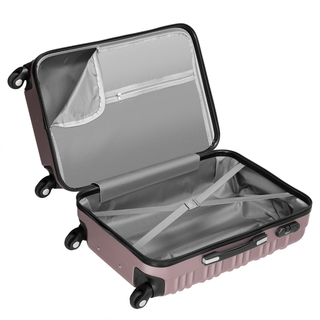 Valises rayées, lot de 4, valises de voyage en ABS, avec serrure à combinaison