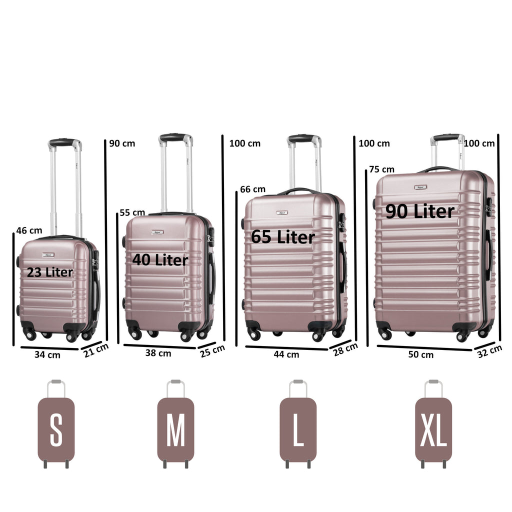 Valises rayées, lot de 4, valises de voyage en ABS, avec serrure à combinaison