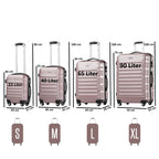 "Striped" suitcases, set of 4, ABS travel suitcases, with combination lock