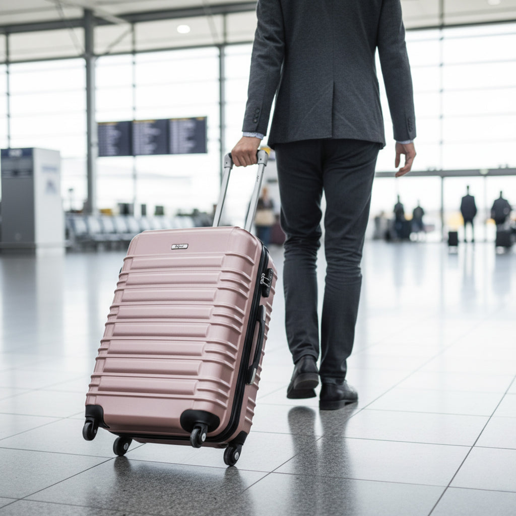 Valises rayées, lot de 4, valises de voyage en ABS, avec serrure à combinaison