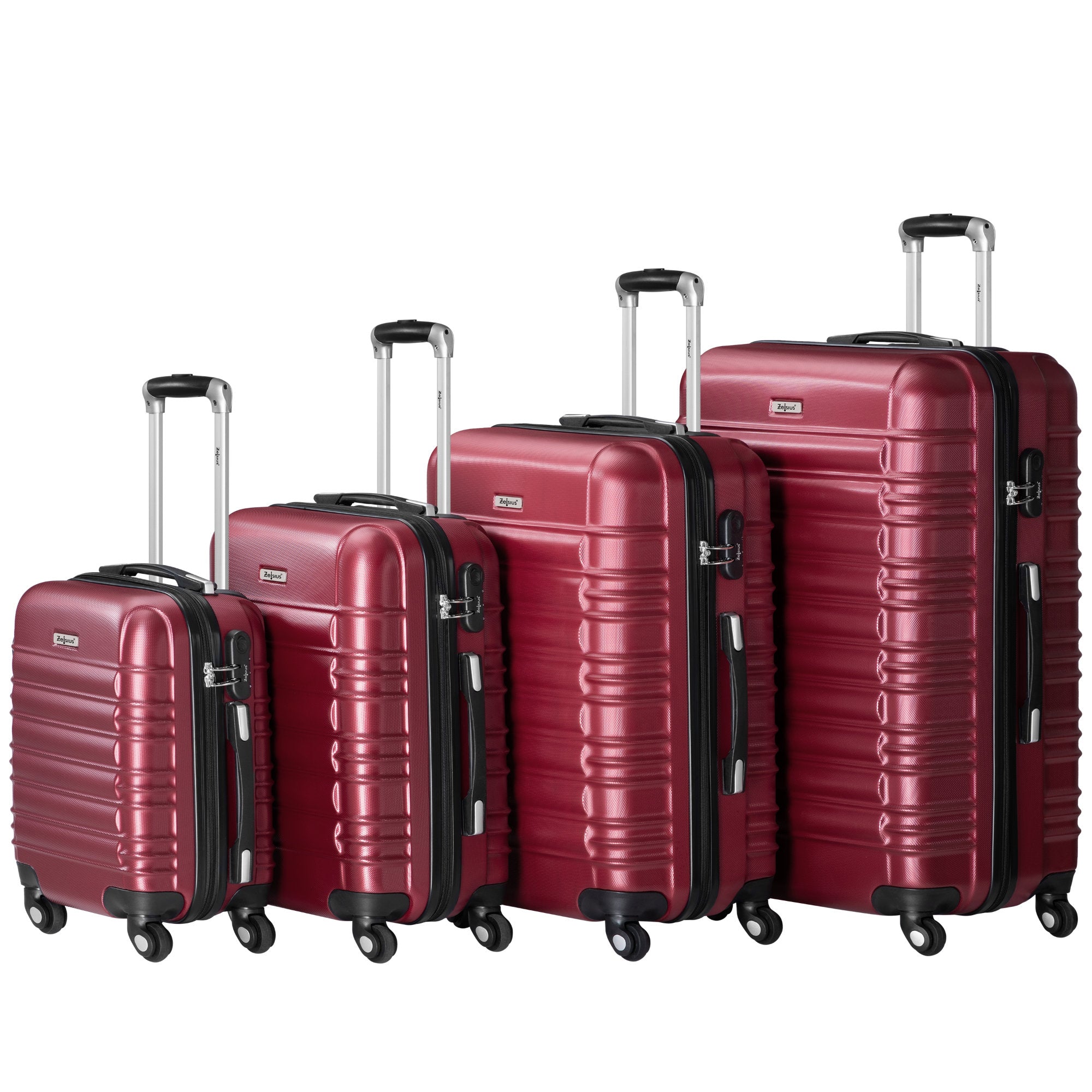 "Striped" suitcases, set of 4, ABS travel suitcases, with combination lock