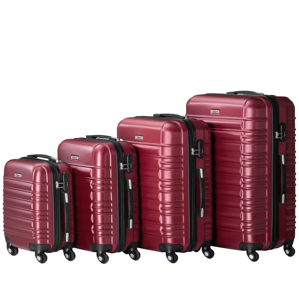 Valises rayées, lot de 4, valises de voyage en ABS, avec serrure à combinaison