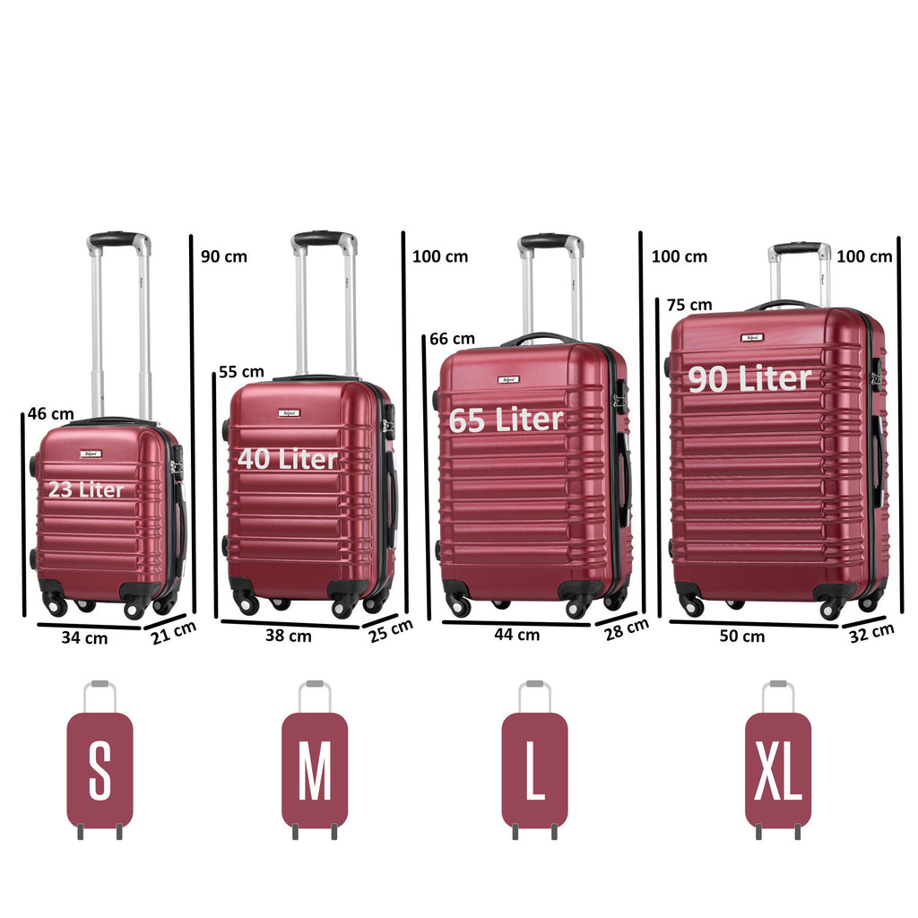 Valises rayées, lot de 4, valises de voyage en ABS, avec serrure à combinaison