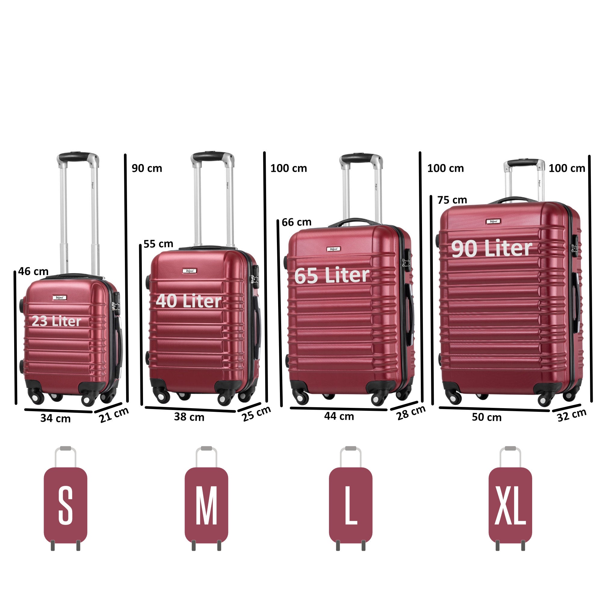 Valises rayées, lot de 4, valises de voyage en ABS, avec serrure à combinaison