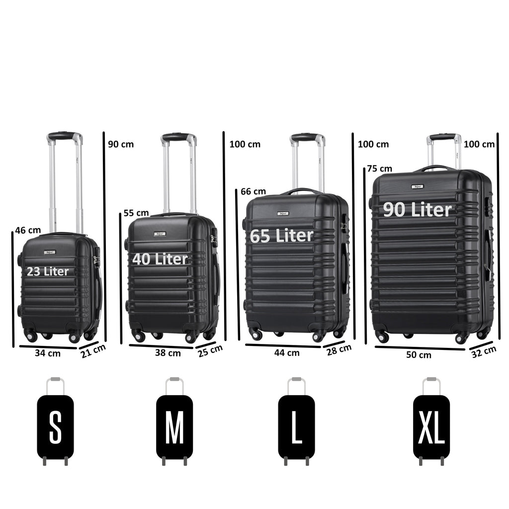 Valises rayées, lot de 4, valises de voyage en ABS, avec serrure à combinaison