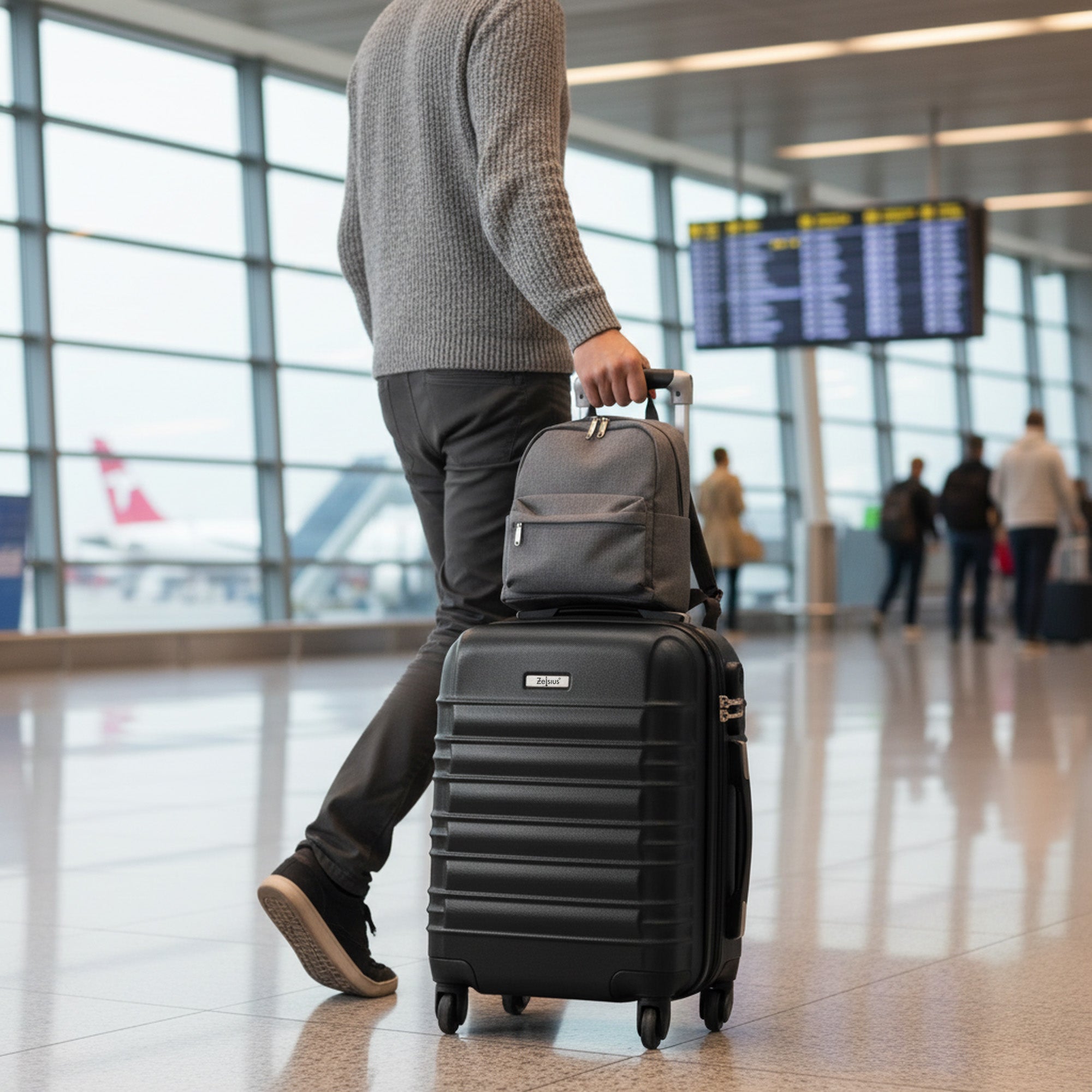 Valises rayées, lot de 4, valises de voyage en ABS, avec serrure à combinaison