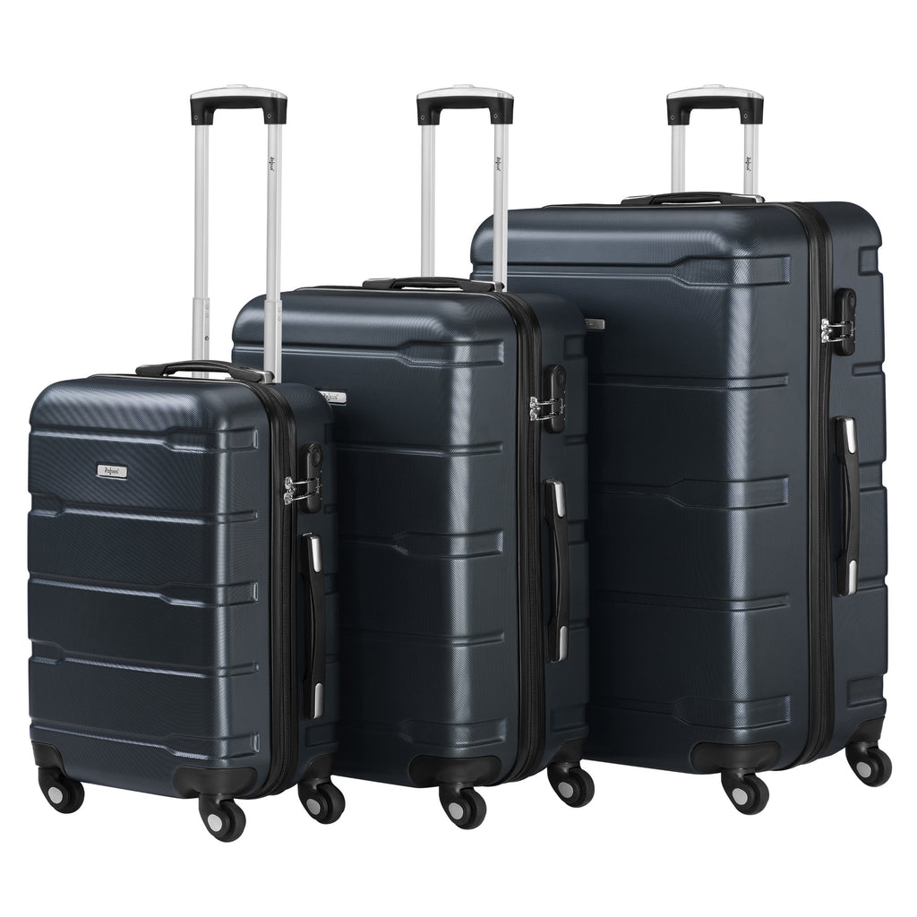 "Rillen" suitcases, set of 3, ABS travel suitcases, with combination lock