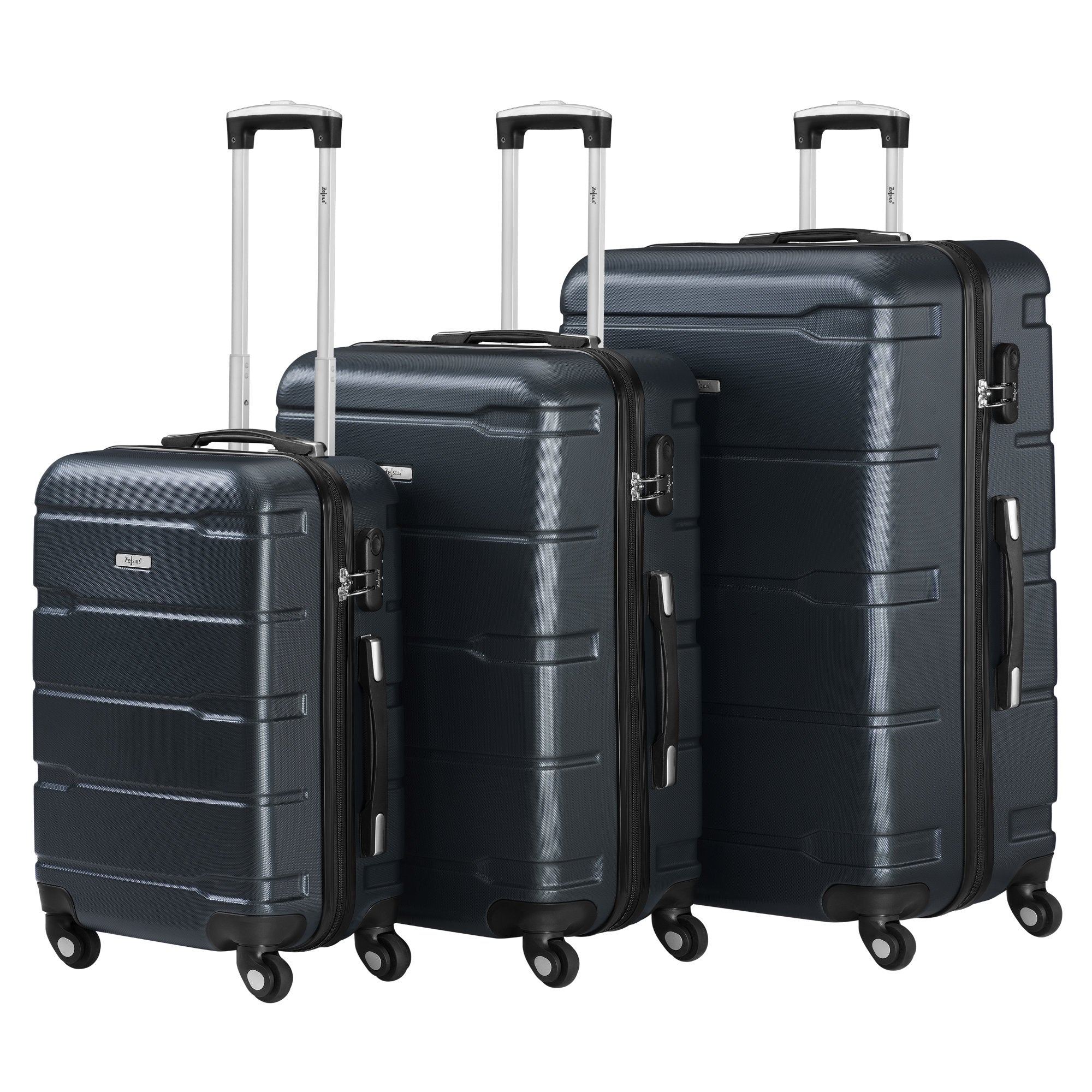 "Rillen" suitcases, set of 3, ABS travel suitcases, with combination lock