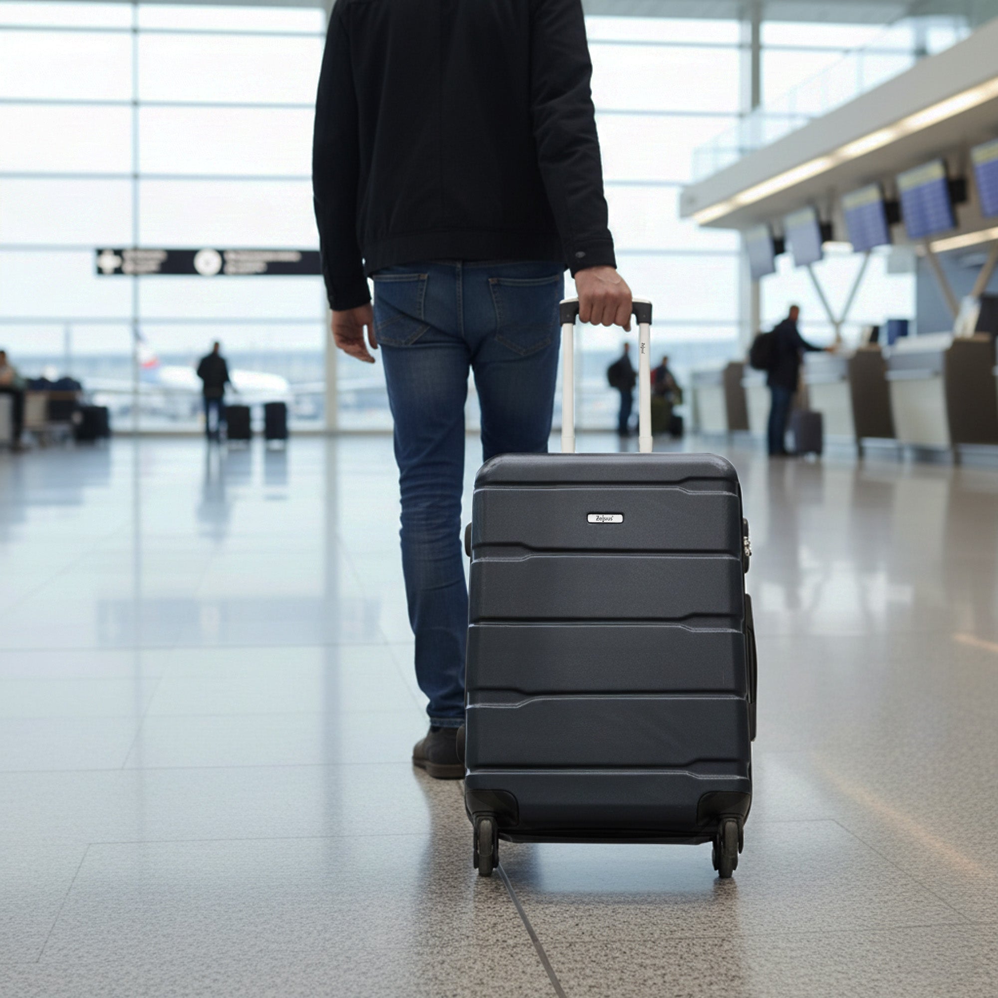 "Rillen" suitcases, set of 4, ABS travel suitcases, with combination lock