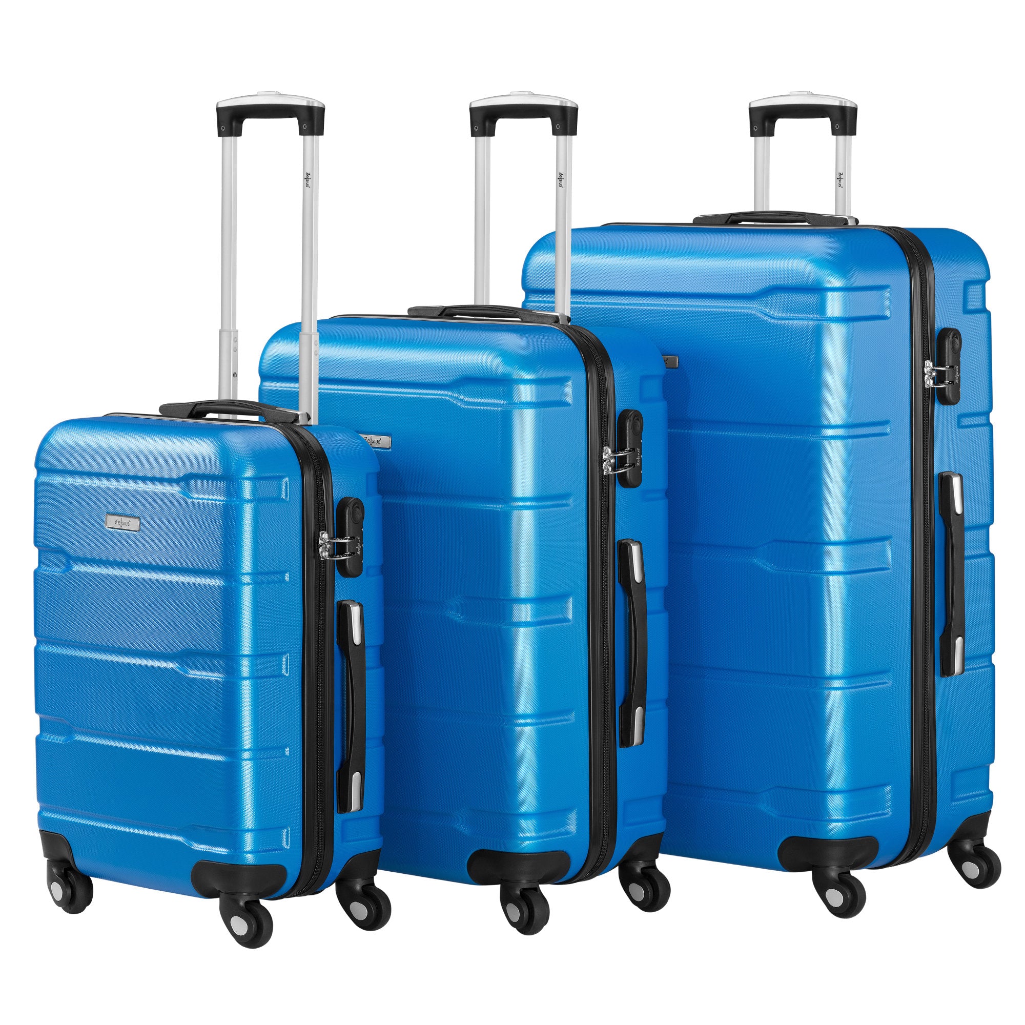 "Rillen" suitcases, set of 3, ABS travel suitcases, with combination lock