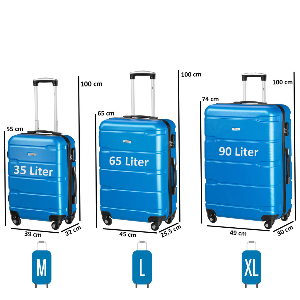 "Rillen" suitcases, set of 3, ABS travel suitcases, with combination lock