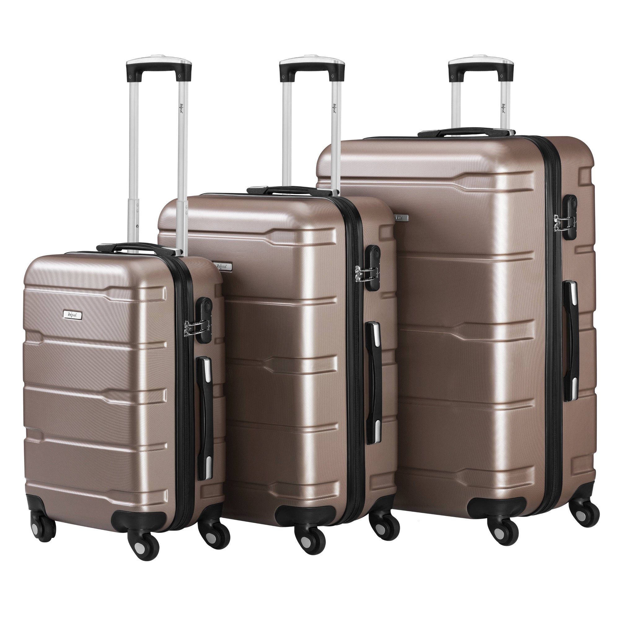"Rillen" suitcases, set of 3, ABS travel suitcases, with combination lock