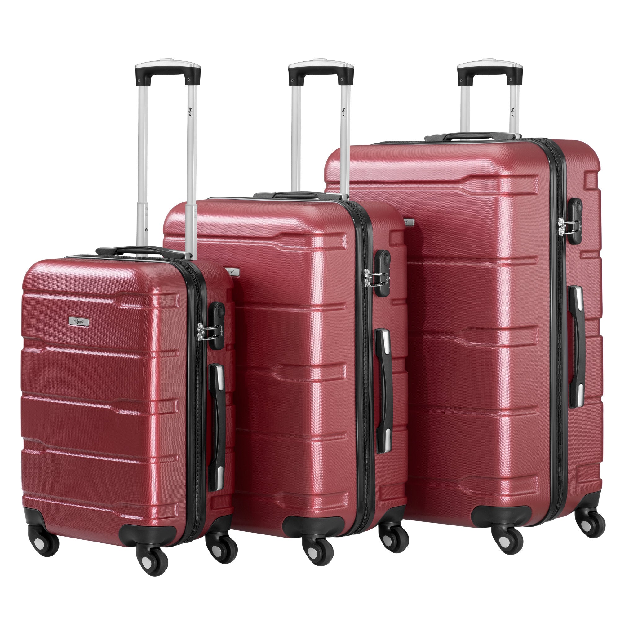 "Rillen" suitcases, set of 3, ABS travel suitcases, with combination lock
