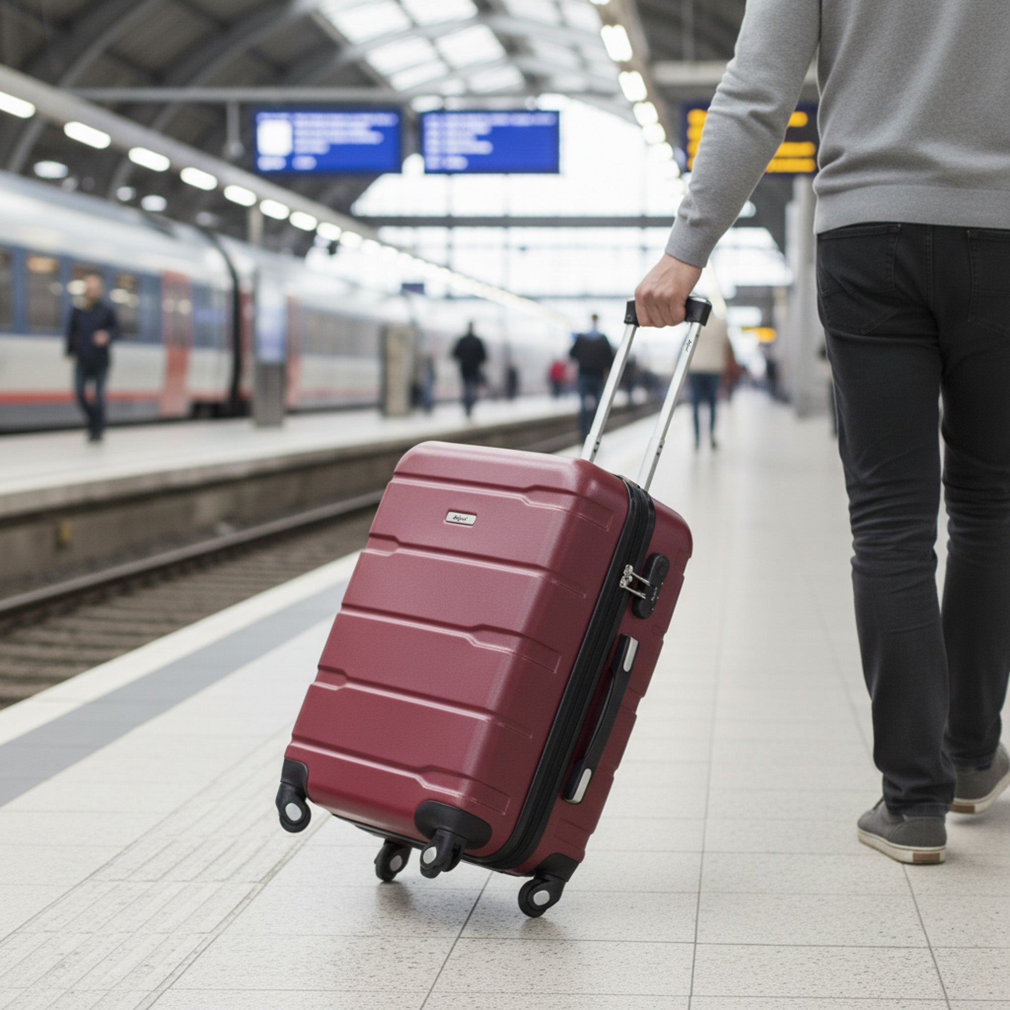 "Rillen" suitcases, set of 3, ABS travel suitcases, with combination lock