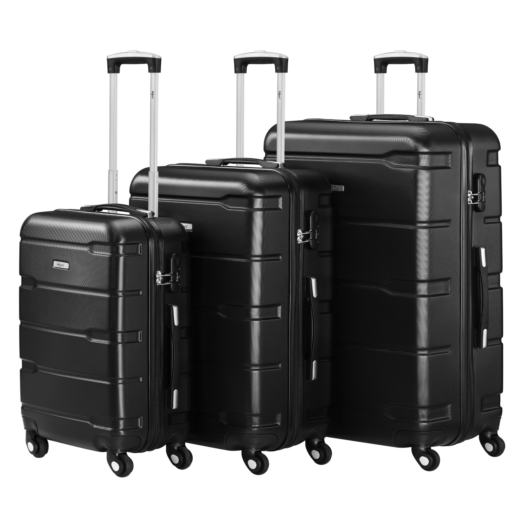 "Rillen" suitcases, set of 3, ABS travel suitcases, with combination lock
