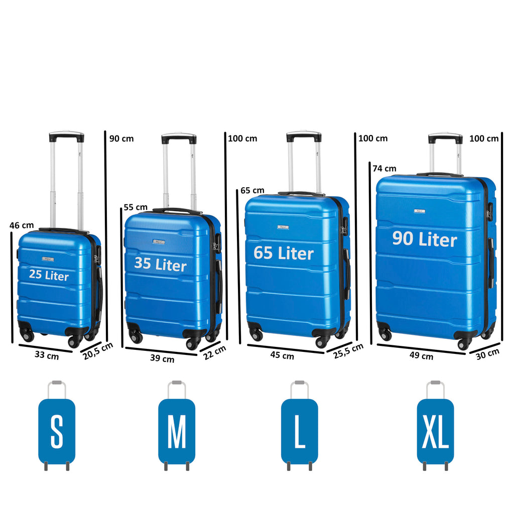 Valises « Rillen », lot de 4, valises de voyage en ABS, avec serrure à combinaison