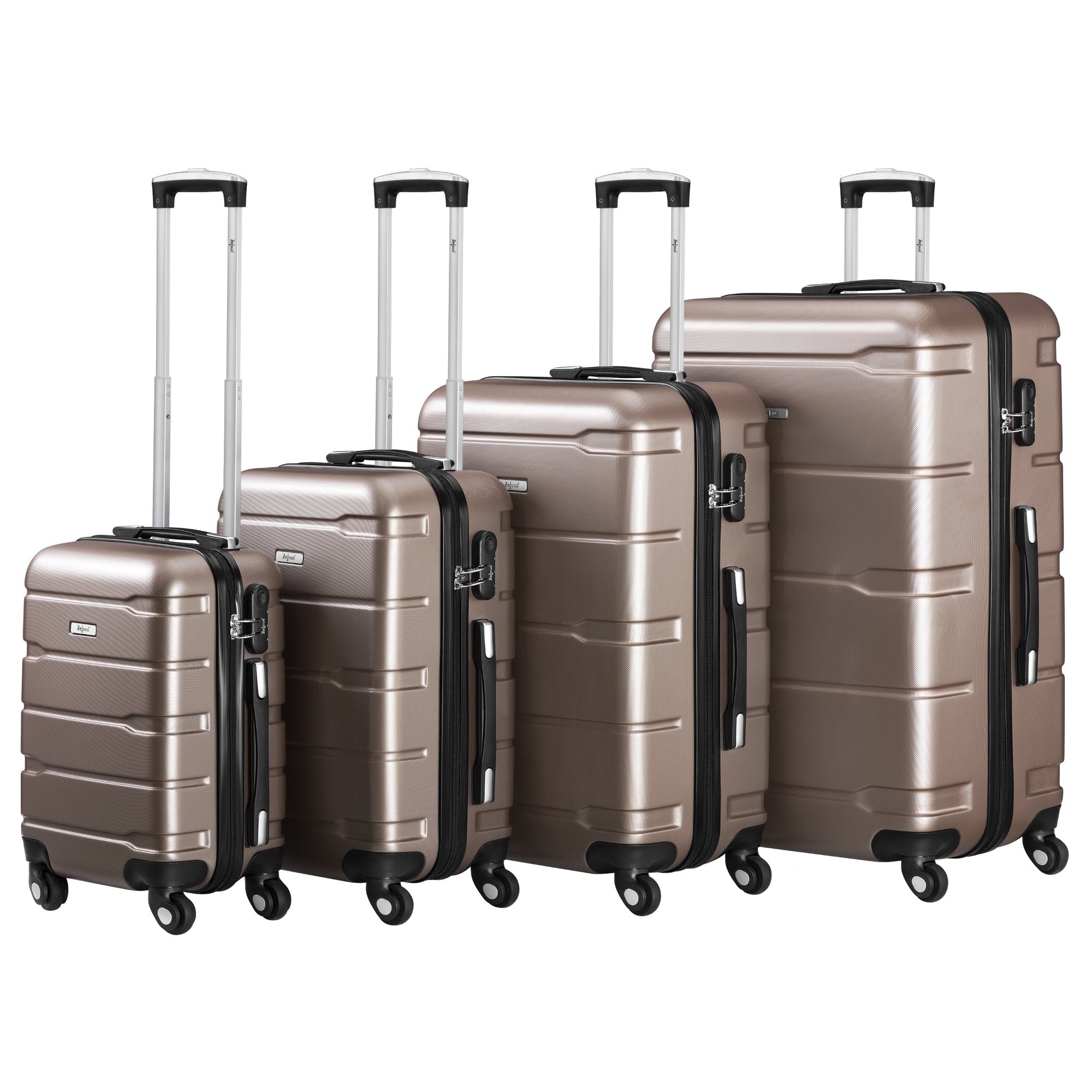 "Rillen" suitcases, set of 4, ABS travel suitcases, with combination lock