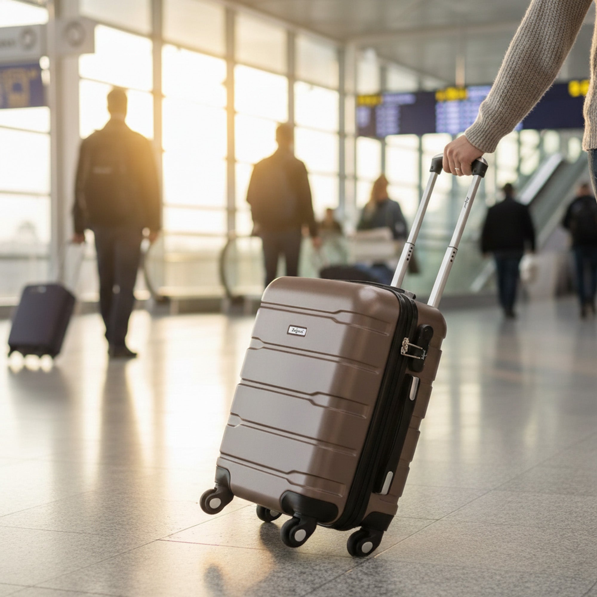 "Rillen" suitcases, set of 3, ABS travel suitcases, with combination lock