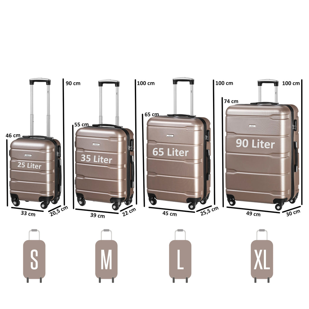 Valises « Rillen », lot de 4, valises de voyage en ABS, avec serrure à combinaison