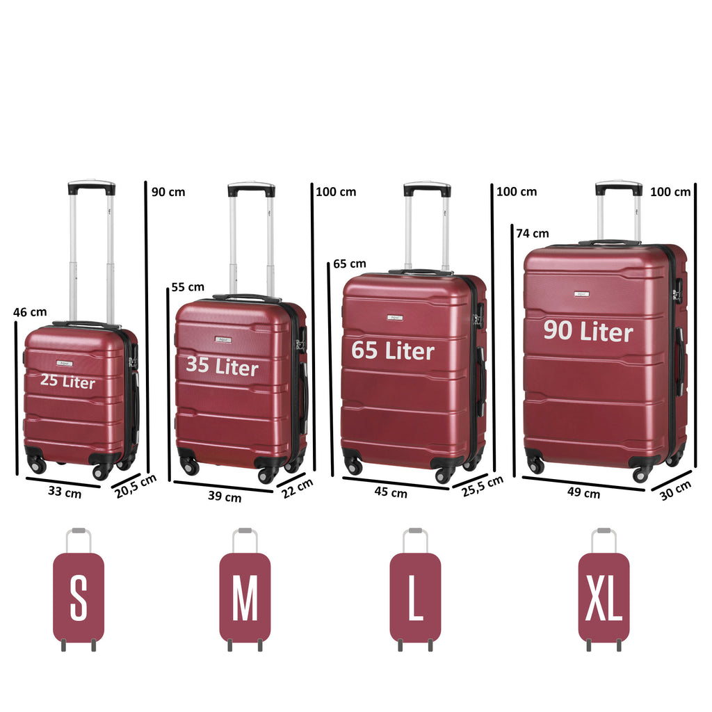 Valises « Rillen », lot de 4, valises de voyage en ABS, avec serrure à combinaison