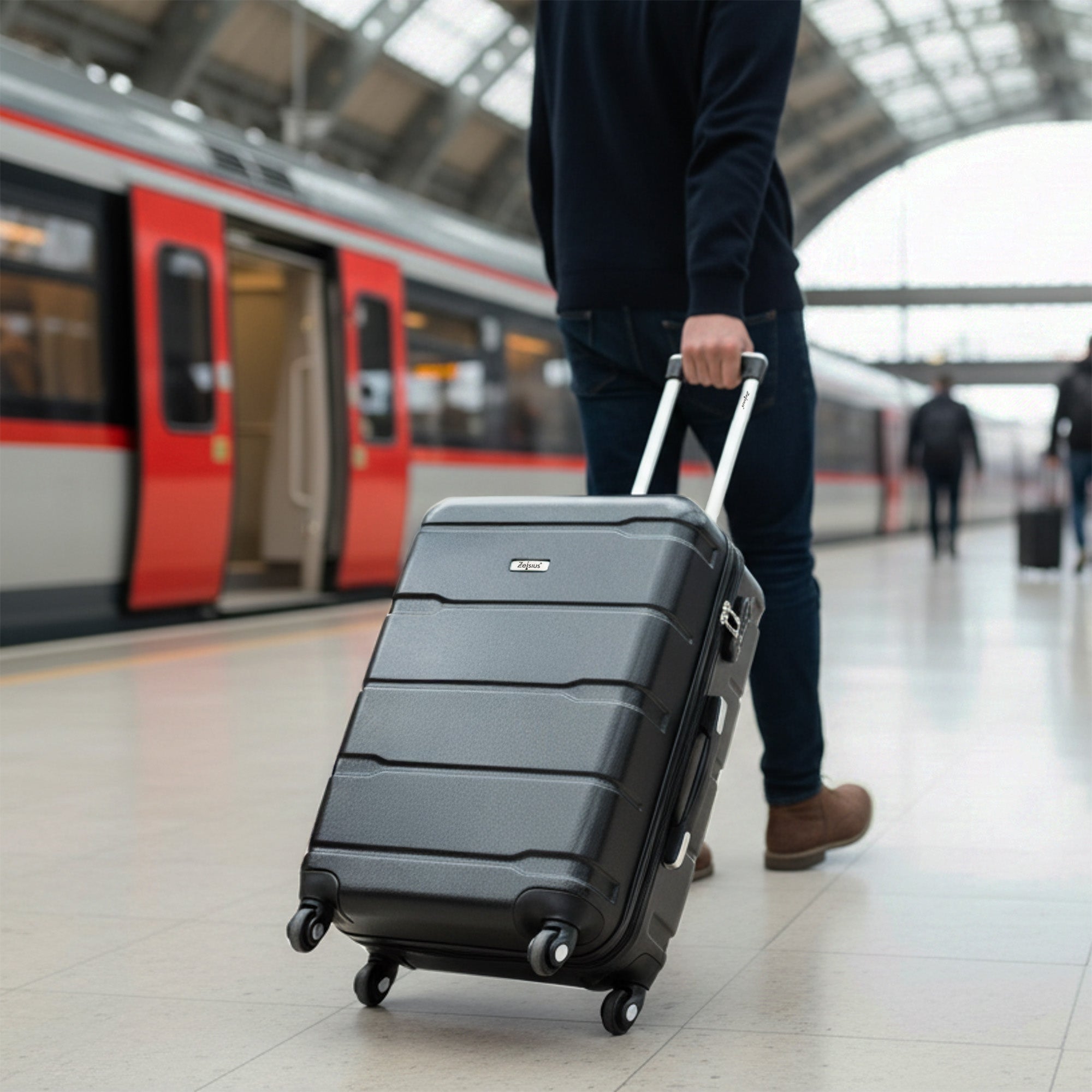 "Rillen" suitcases, set of 3, ABS travel suitcases, with combination lock