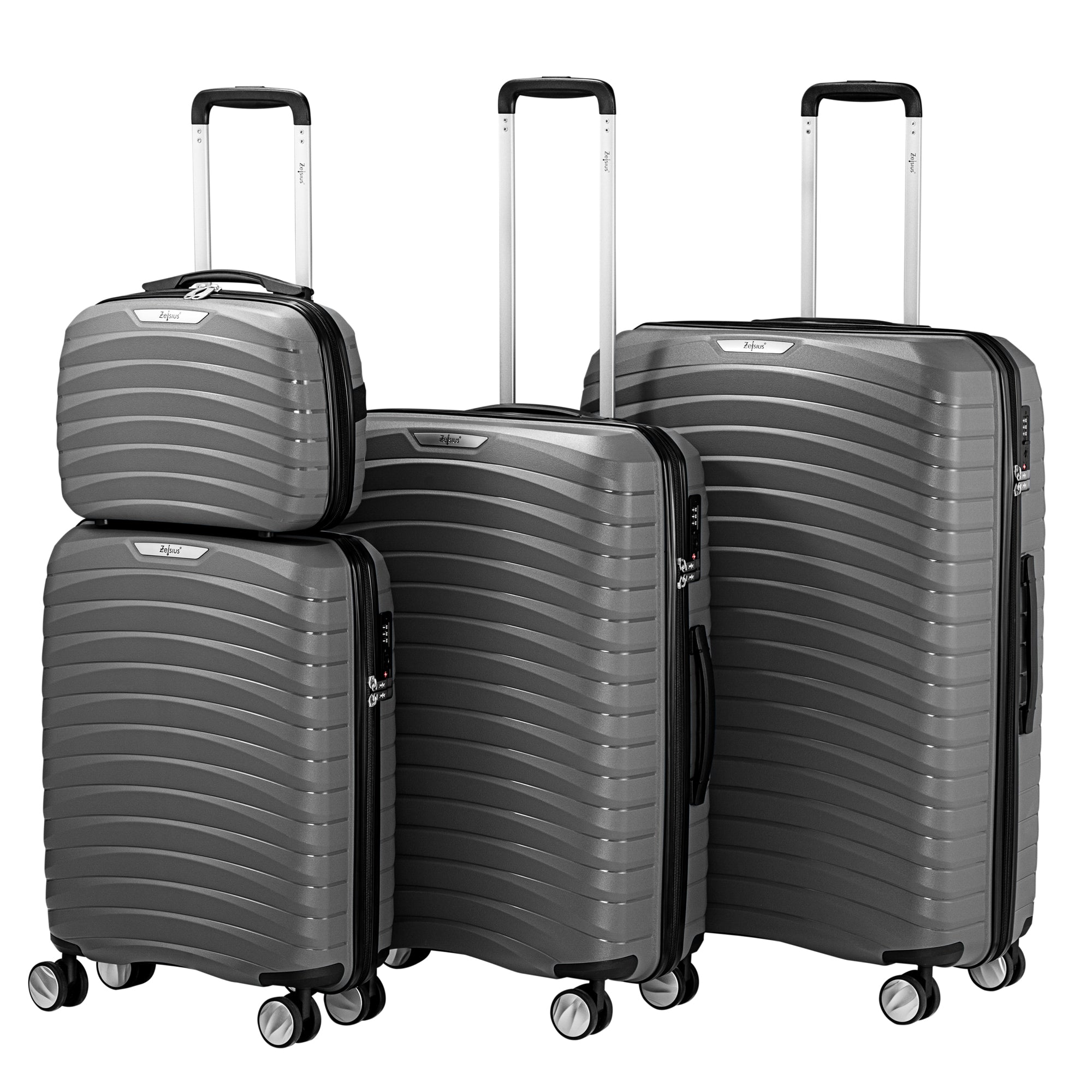 "Wave" suitcases, set of 4, ABS travel suitcases, with combination lock