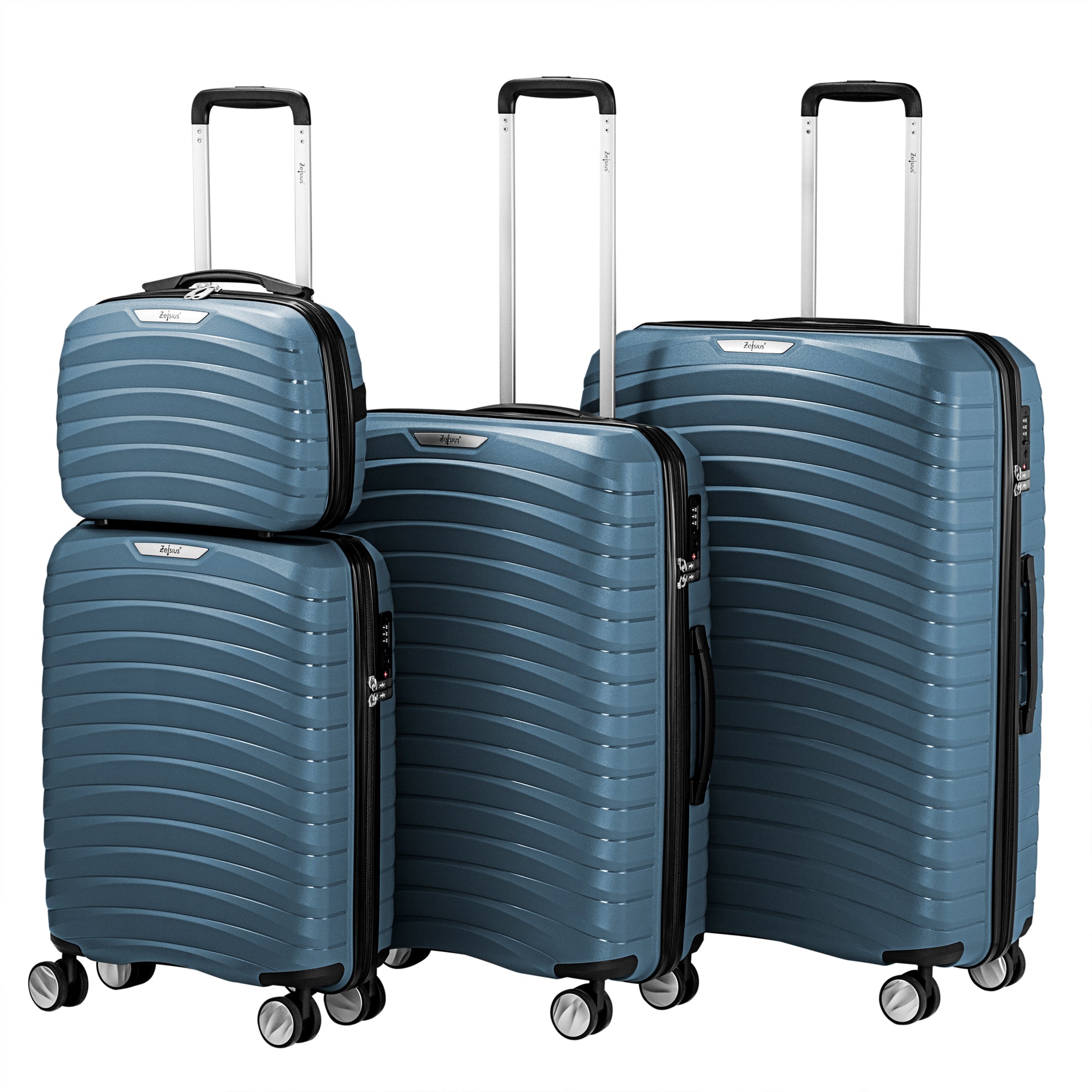"Wave" suitcases, set of 4, ABS travel suitcases, with combination lock