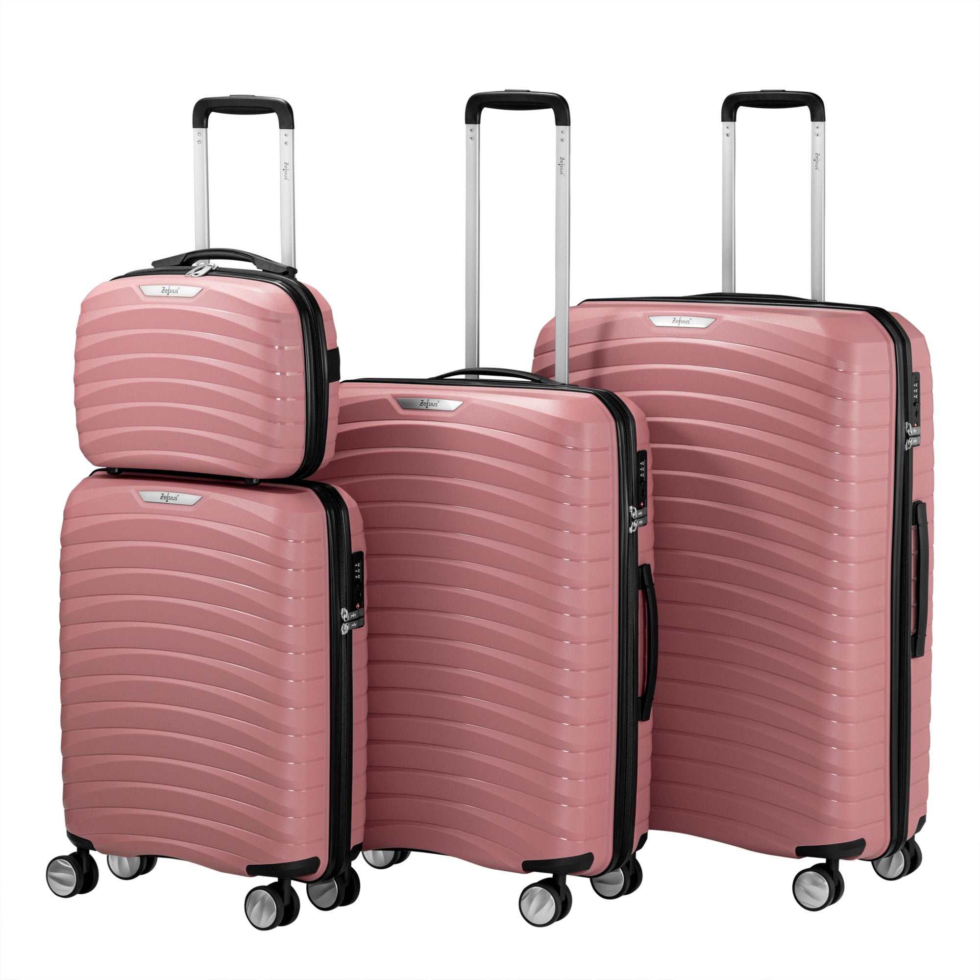 "Wave" suitcases, set of 4, ABS travel suitcases, with combination lock