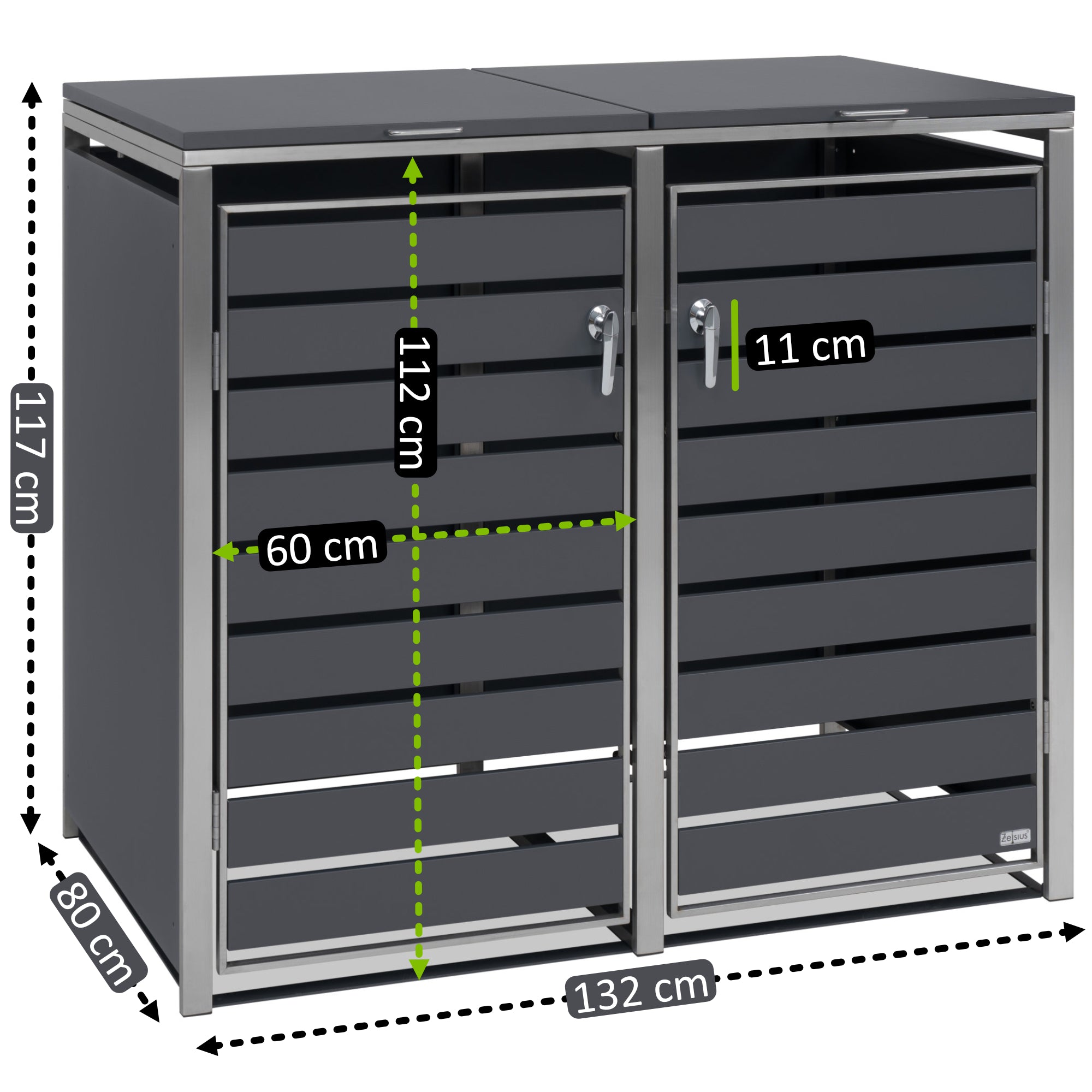 Bin storage box, set of 2, anthracite RAL 7016