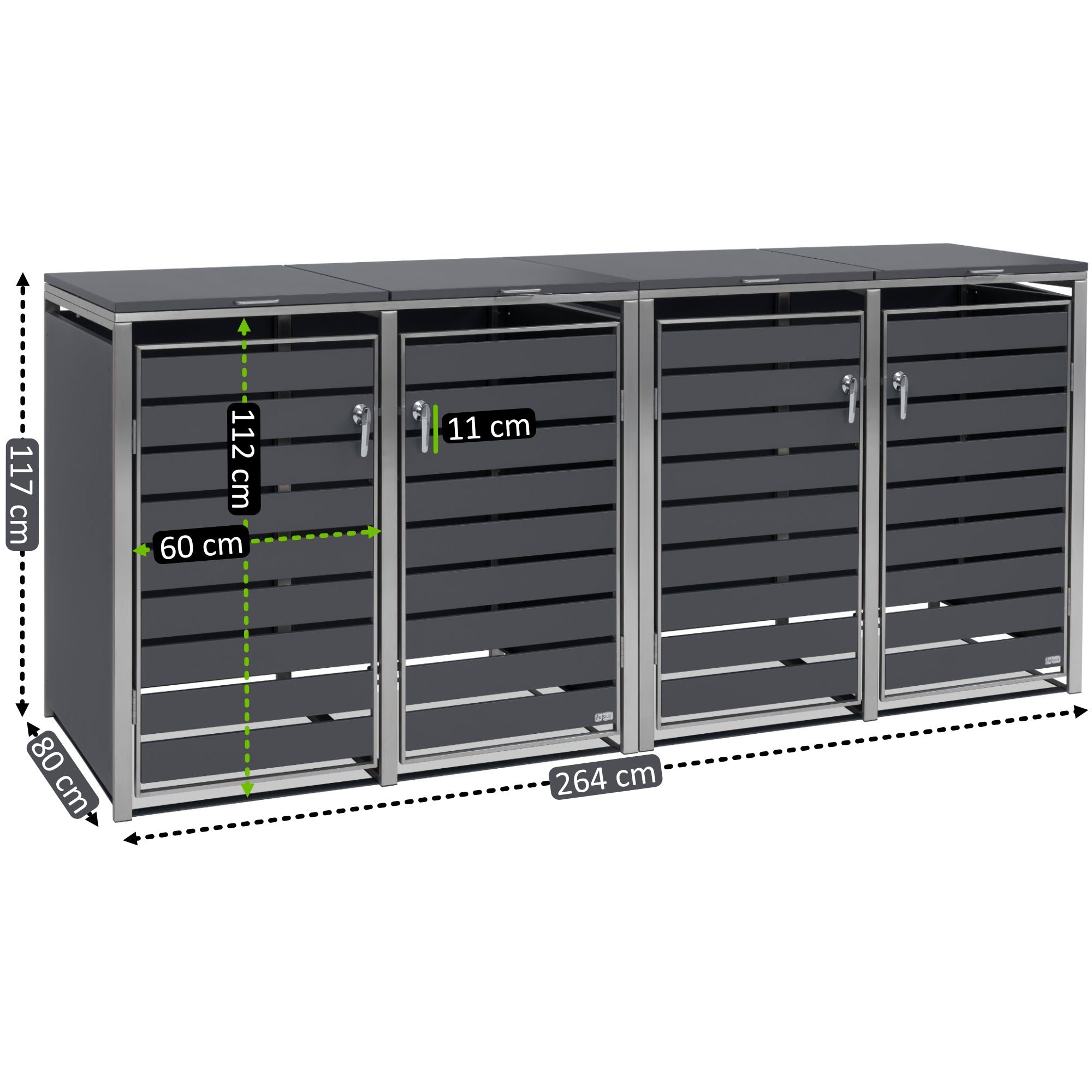 Bin storage box, set of 4, anthracite RAL 7016