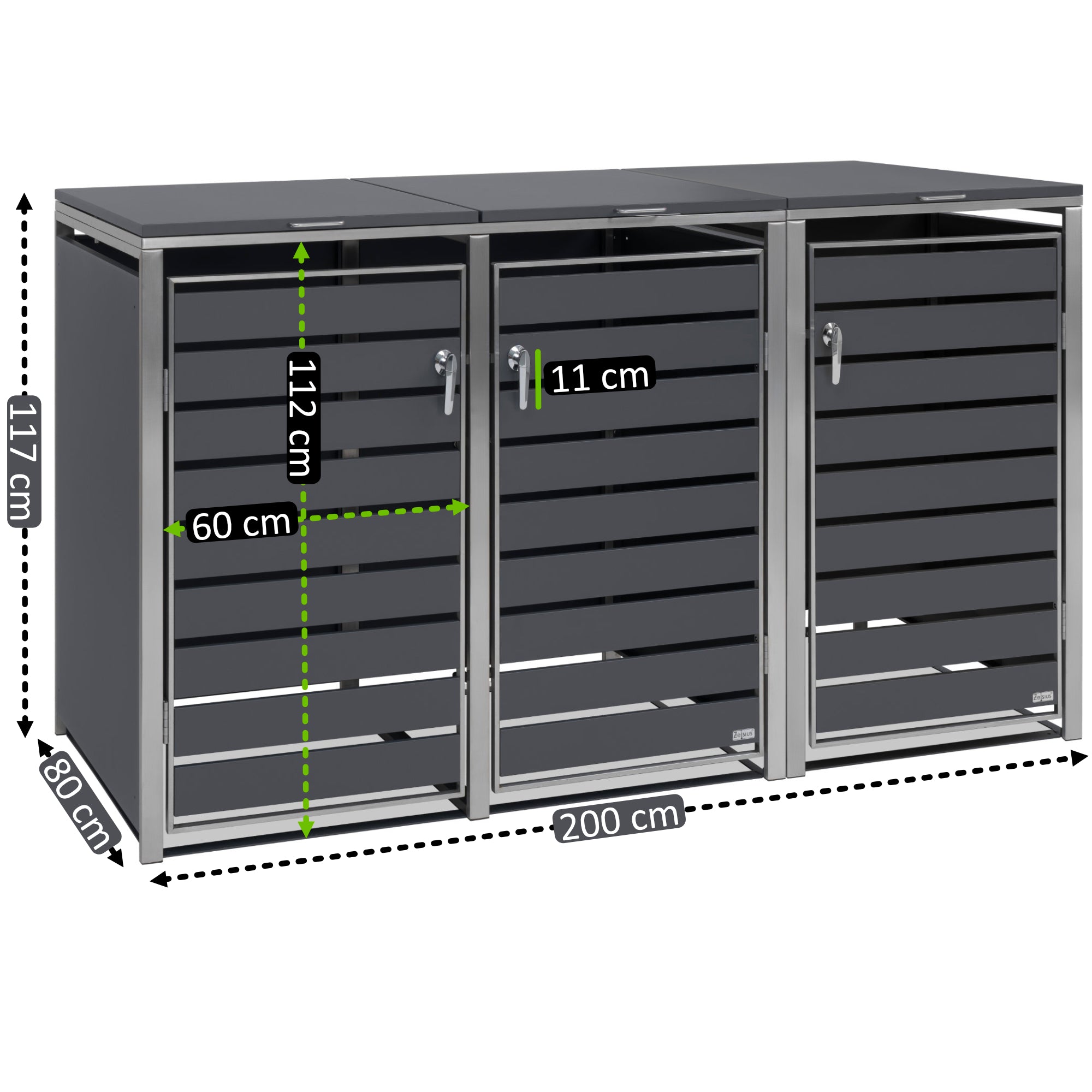 Bin storage box, set of 3, anthracite RAL 7016