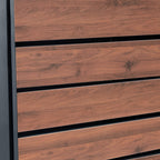 Ensemble de 4 poubelles de rangement, anthracite RAL 7016, porte imitation bois, couvercle arrondi inclus