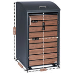 Boîte de rangement pour poubelles, anthracite RAL 7016, porte aspect bois, couvercle arrondi inclus