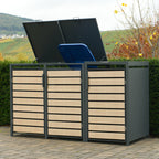 Coffre à poubelles, anthracite RAL 7016, porte aspect bois