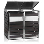 Ensemble de 3 poubelles de rangement, anthracite RAL 7016, éléments en acier inoxydable