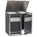 Boîte de rangement pour poubelles, lot de 2, anthracite RAL 7016, éléments en acier inoxydable