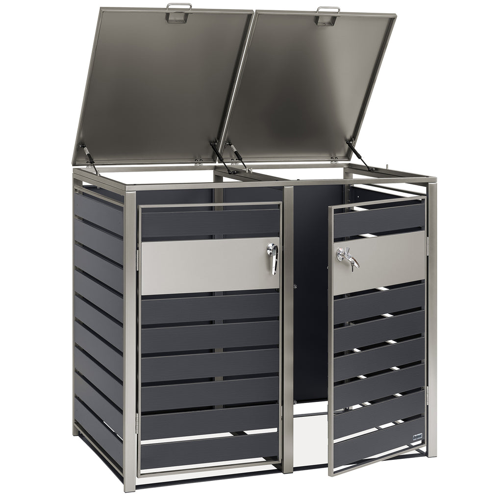 Ensemble de 4 poubelles de rangement, anthracite RAL 7016, éléments en acier inoxydable
