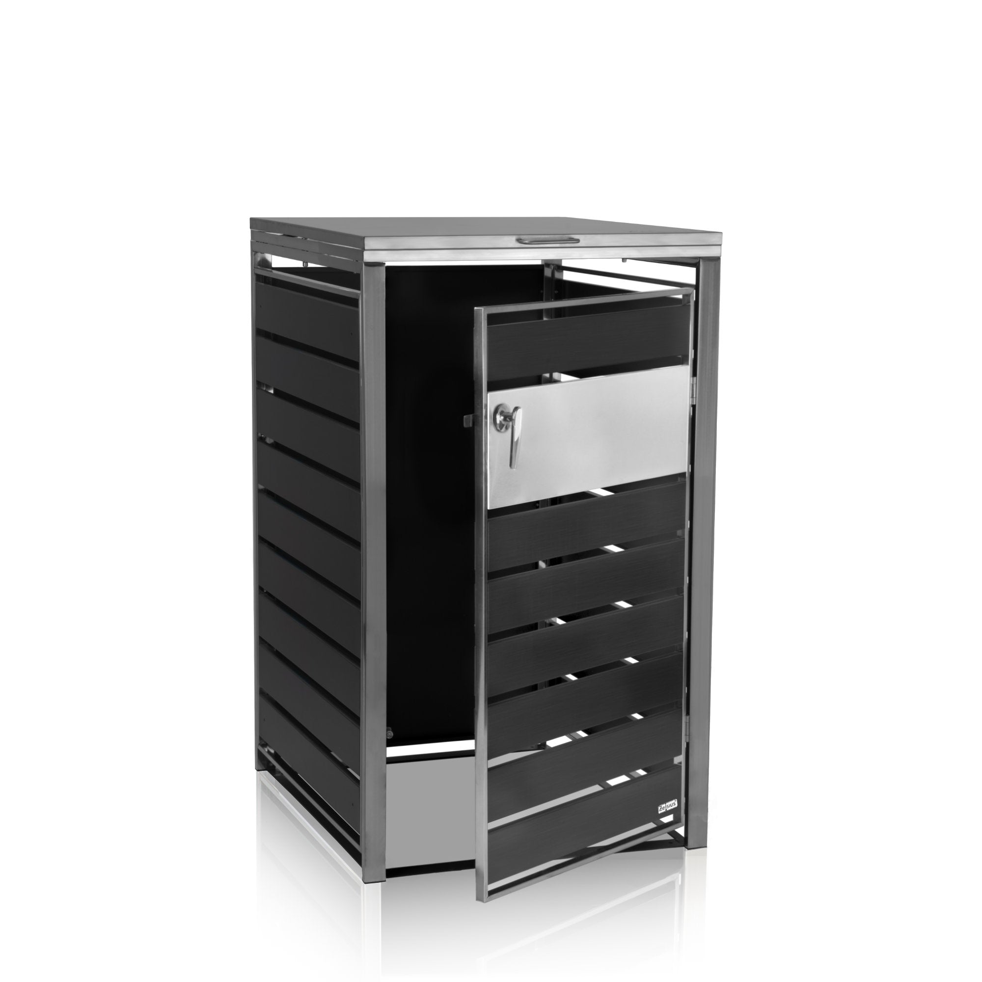 Mülltonnenbox, Anthrazit RAL 7016, Edelstahlelemente