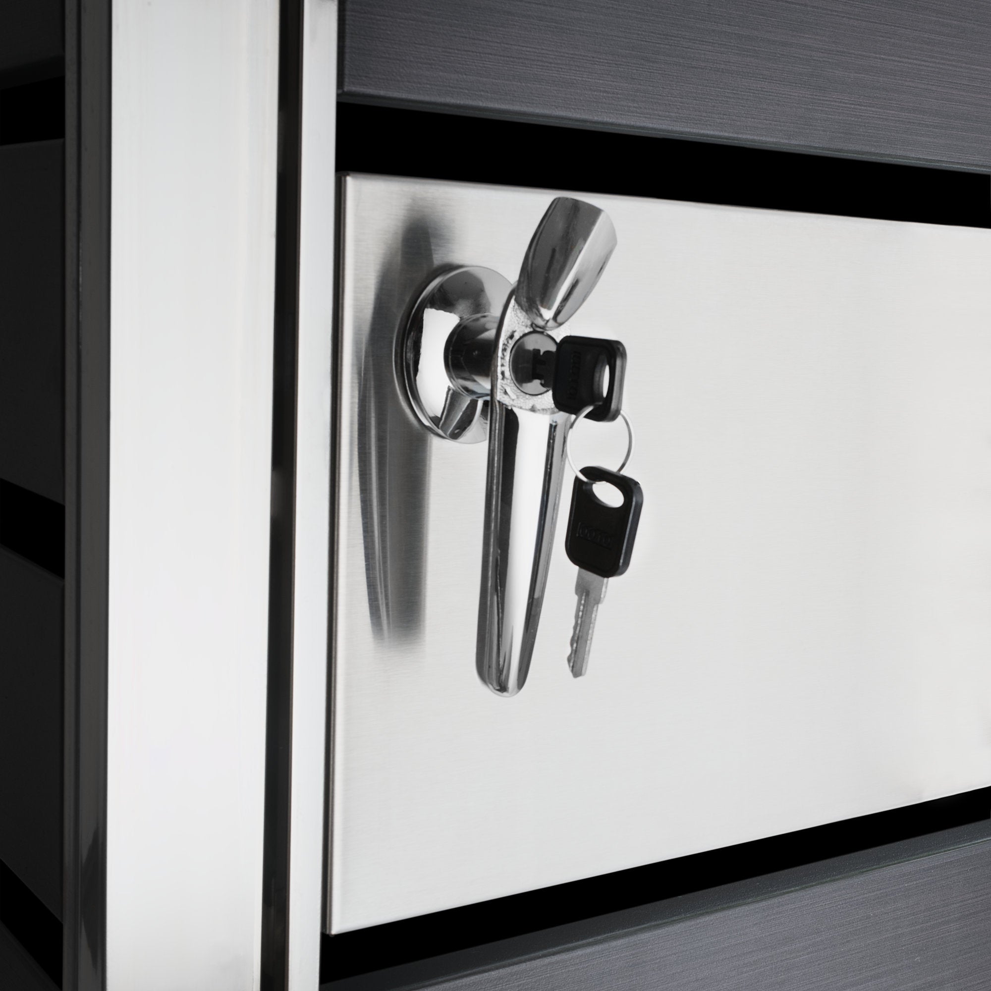 Bin storage box, anthracite RAL 7016, stainless steel elements