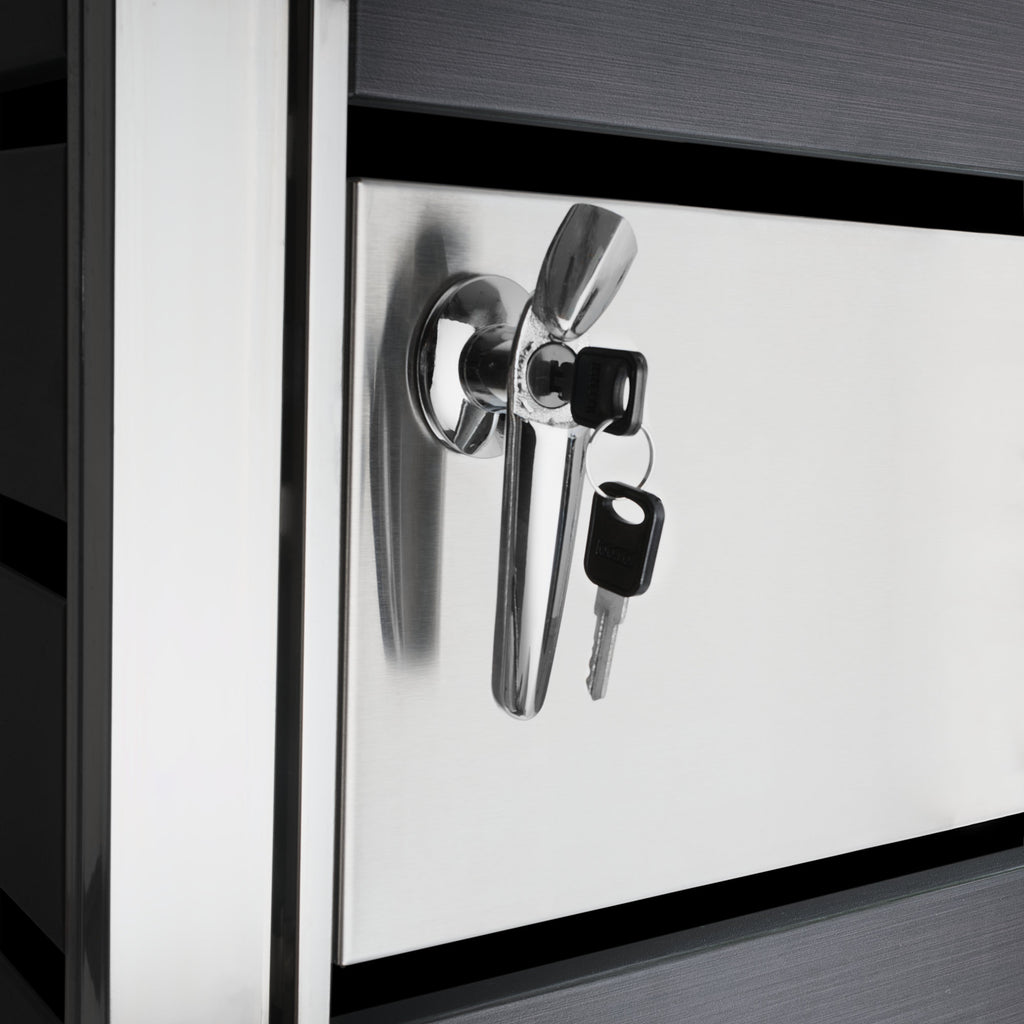 Ensemble de 4 poubelles de rangement, anthracite RAL 7016, éléments en acier inoxydable