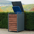 Coffre à poubelles, anthracite RAL 7016, porte aspect bois