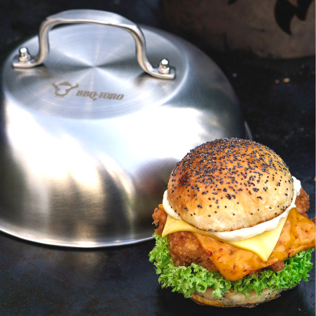 Dôme chauffant, Ø 23 cm, acier inoxydable, poignée ronde